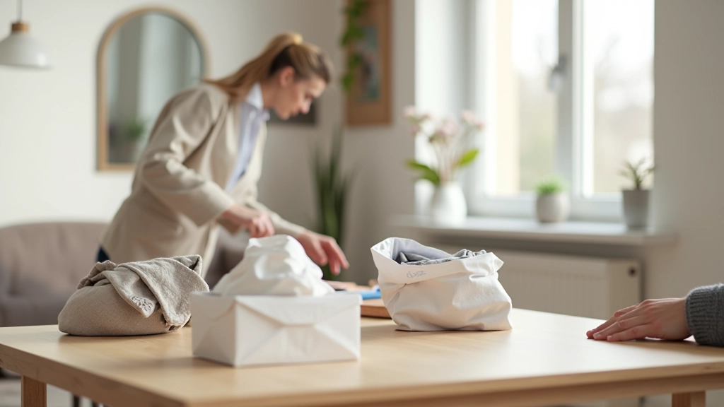 Person organizing items on shelves