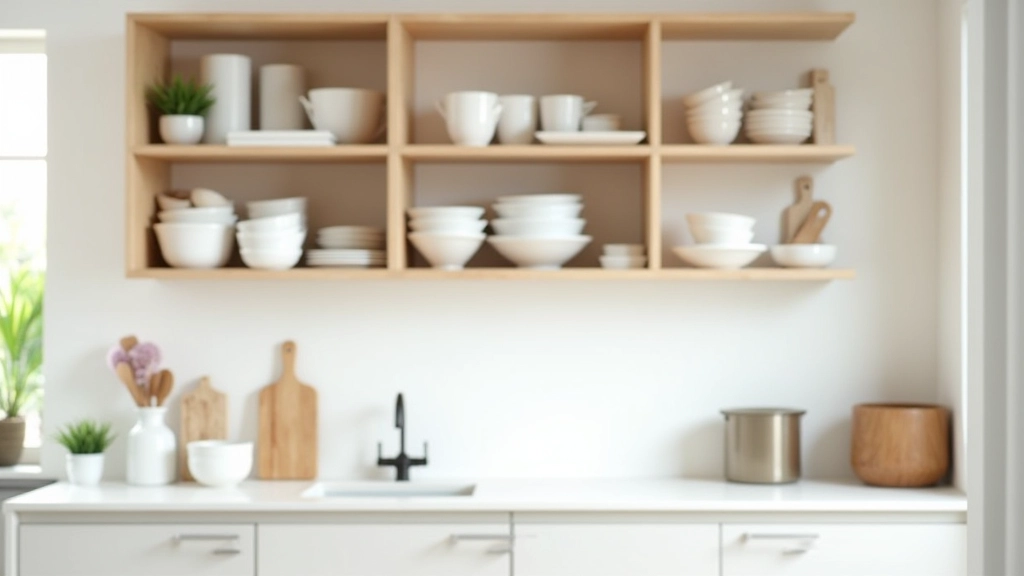Well-maintained kitchen showing clean counters, organized open shelving, labeled containers, and functional daily-use system with minimal visible clutter