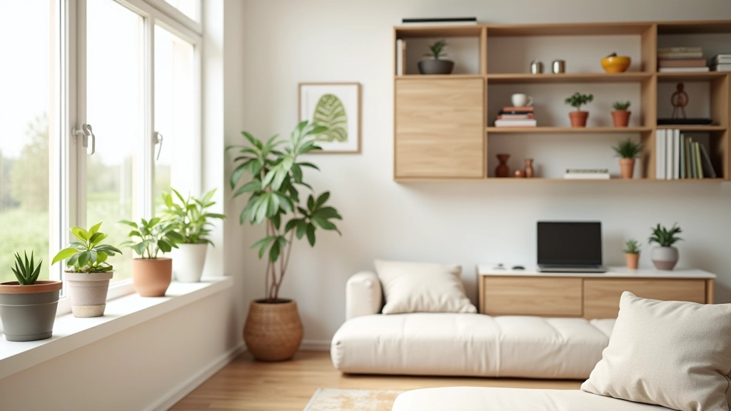 Organized and decluttered living room with smart storage solutions